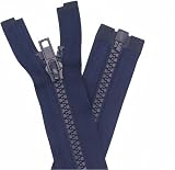 YaHoGa Lot de 2 fermetures éclair séparables en plastique de 5 mm de diamètre 70 cm Pour vestes - Bleu foncé - 1
