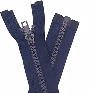 YaHoGa Paquete de 2 cremalleras de plástico de 28 cm y 5 mm separables para chaquetas, color azul oscuro