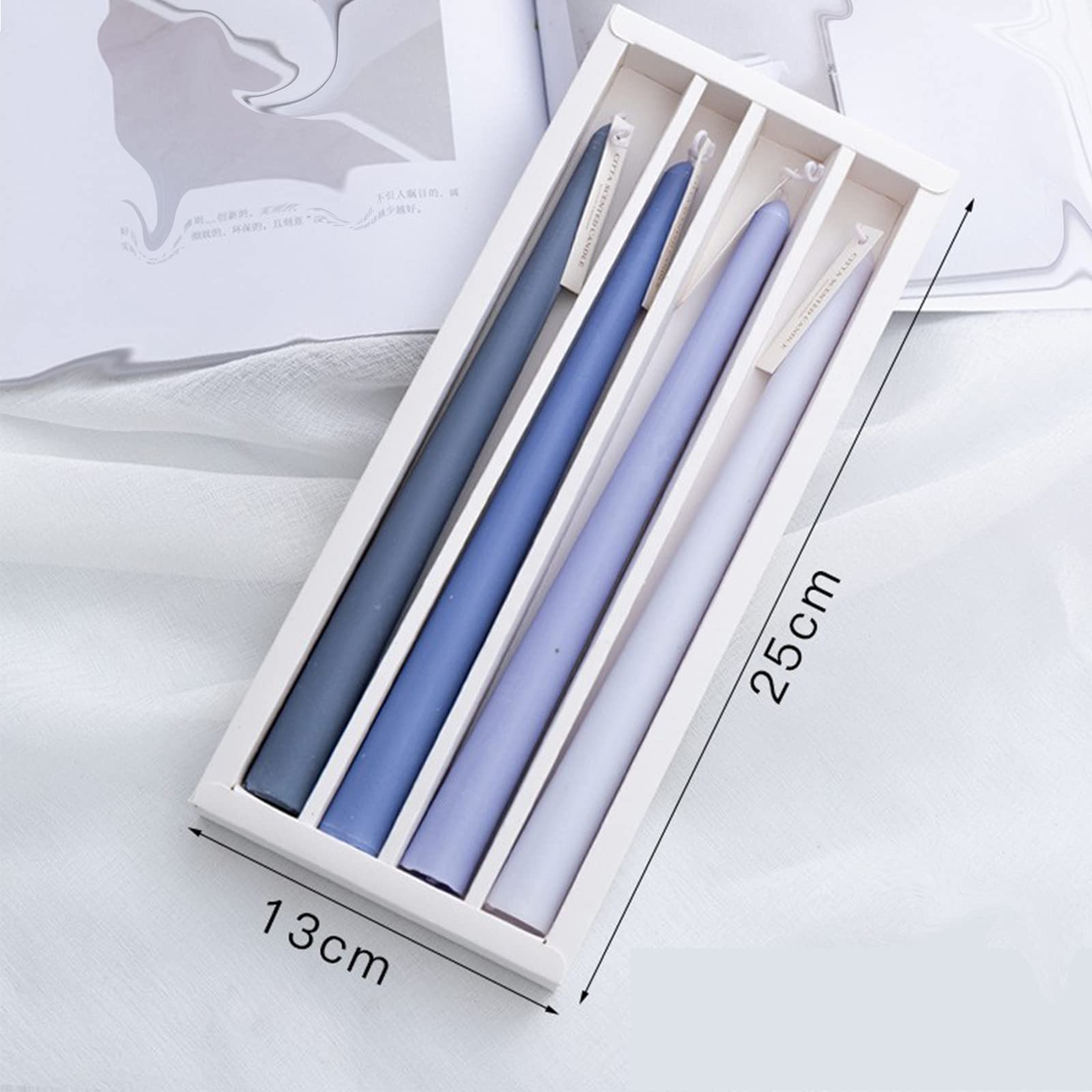 Lot De 4 Bougies Coniques 30 Cm Dégradé Bleu – Élégantes, Sans Fumée, Parfaites Pour Dîner, Mariage & Déco Festive