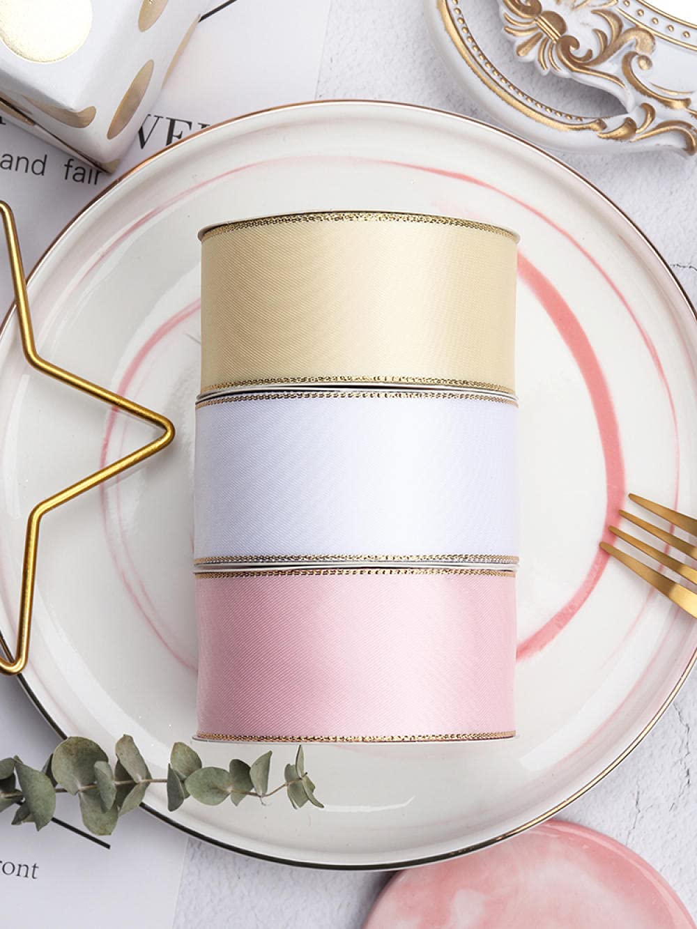 Ribbons For Gift Wrapping Ribbon For Fabric Satin Ribbons 4 Cm Szeroki Złoty Ribbon Prezent Prezent Pudełko Pakowanie Dekoracyjne Wstążka Wstążka Tapeta Pieczenia Wstążka Wstążka-Proszek Do Lodów (10