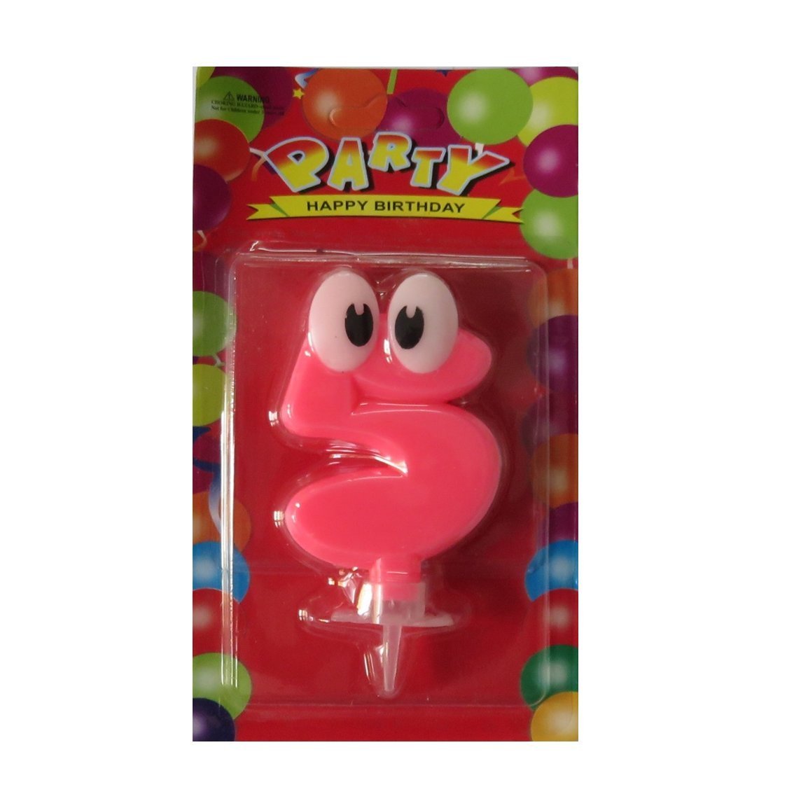 PEPUP Giggly Eye Number 5 Candle for Fifth Birthday Cake Decoration | 6cm x 8cm Medium Size Cake Topper for Birthday Anniversary Celebration - Pink