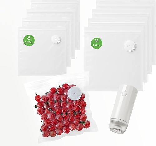 Miniatura 1 de Kit de actualización de bolsas selladoras al vacío con bomba automática para alimentos, bolsas Sous Vide sin BPA, reutilizables, compatibles con