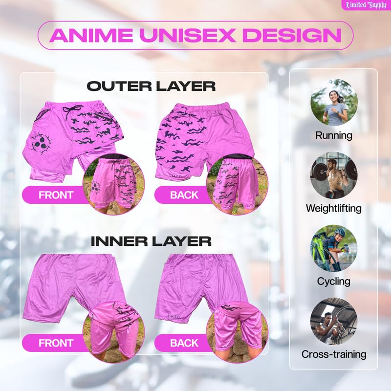 CROWN Anime Shorts - Breathable Stretch Compression Gym Short with Pockets and Towel Holder2