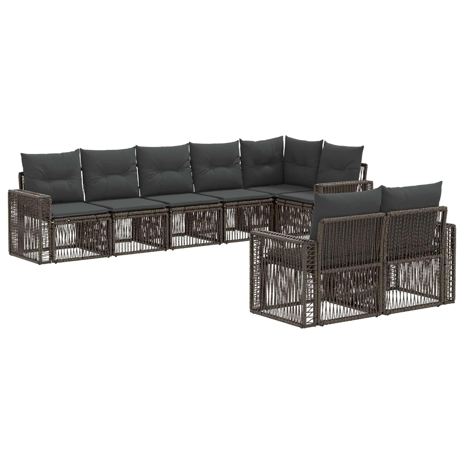 Ensemble Salon de Jardin en polyrotin Gris et Gris foncé 8 pcs, mobilier modulable avec canapé d Angle et Coussins pour terrasse Balcon Repas détente extérieure