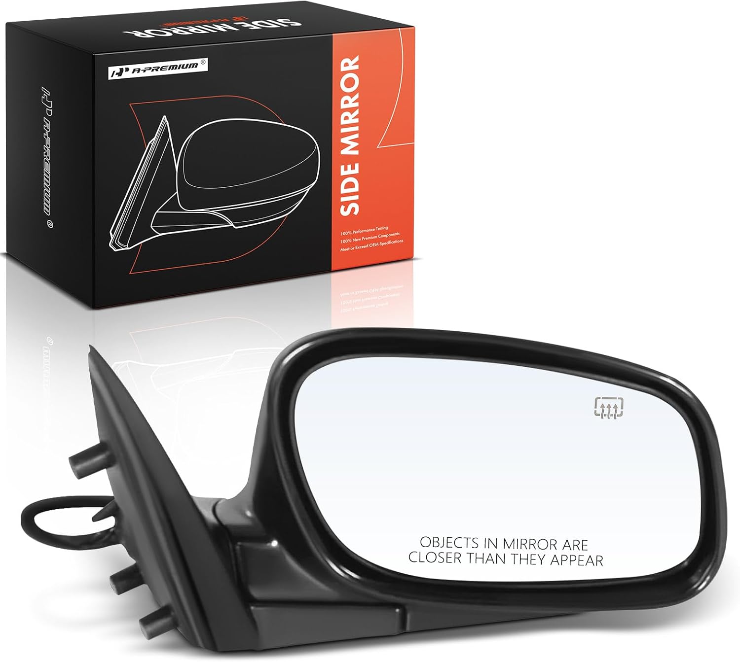A-Premium Passenger Side Power Door Mirror - Compatible with Lincoln Town Car 1998 1999 2000 2001 2002 - Non-Heated Manual-Folding Black Outside Rear View Mirror w/Memory Recall