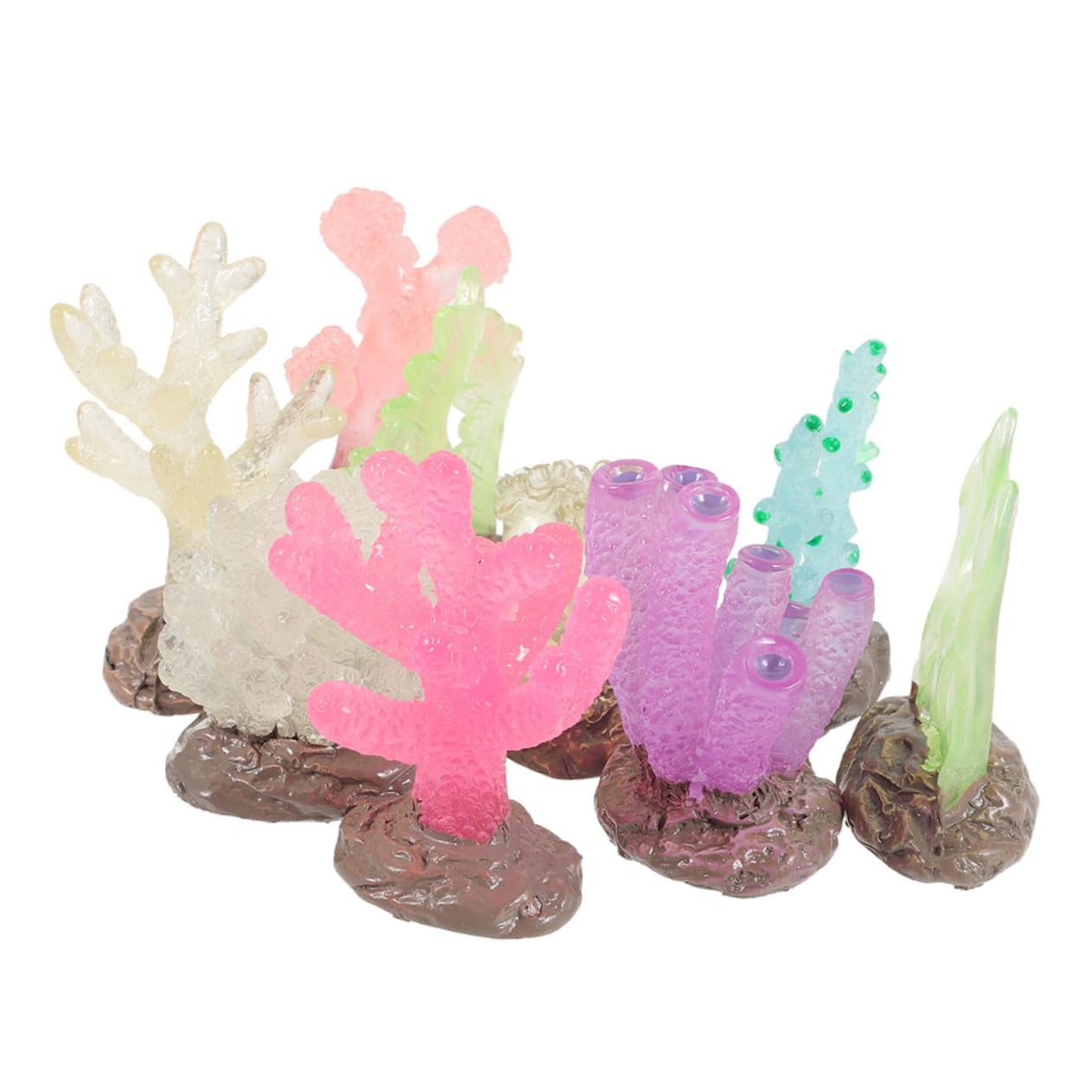 GANAZONO 36piezas Decoración Coral De Acuario Brillante Adornos De Coral Simulados para Peceras y Tanques De Agua Salada Decoración De Paisaje Acuático