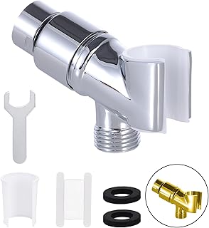 All-Metal Handheld Shower Head Holder, Hand Held Shower Wand Holder, Adjustable Shower Head Mount with Solid Brass Pivot Ball, for Connecting Shower Arm to Shower Hose, Chrome