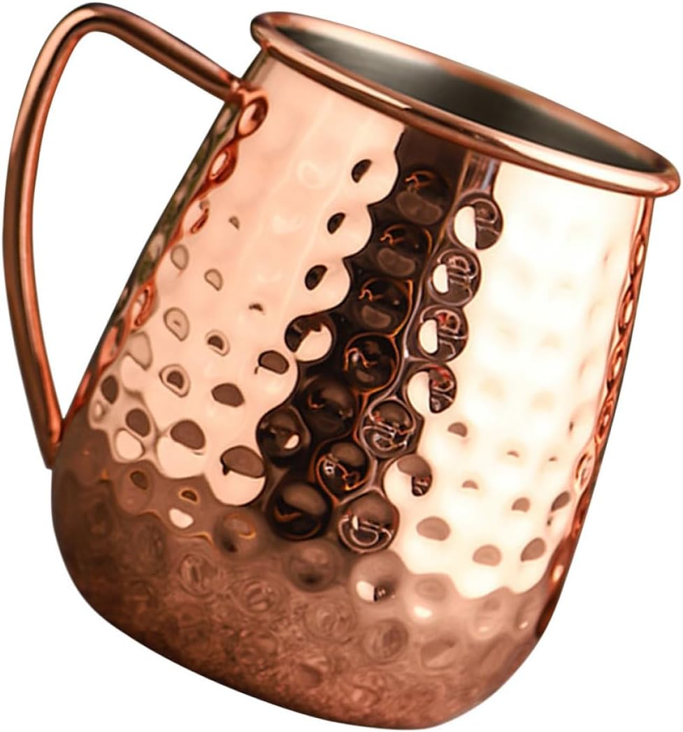 Hammered Stainless Steel Mug 550ml Copper Finish Wine Cocktail Beer Cup for Cold Drinks Party Bar Use