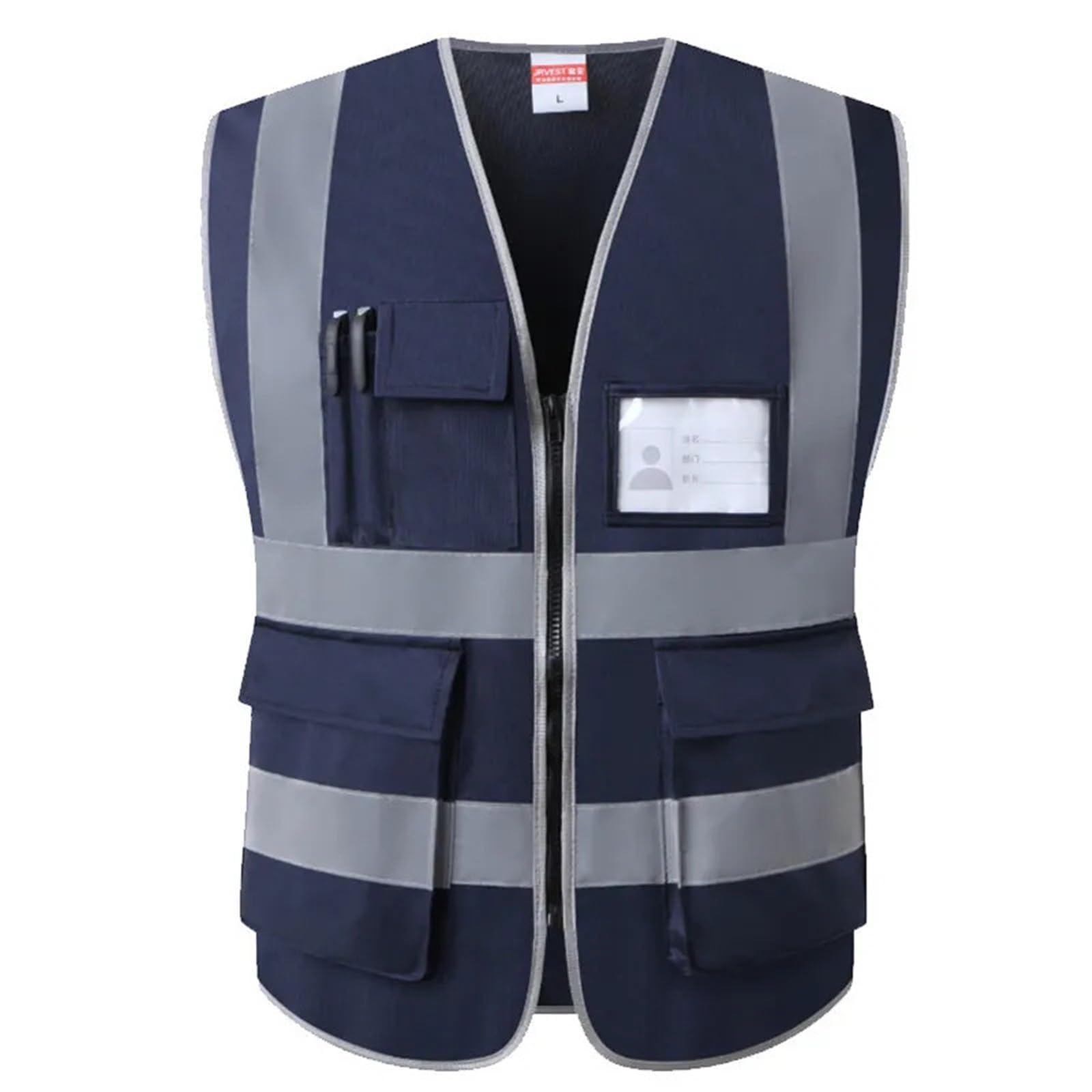 Giubbotto di Sicurezza Riflettente, Gilet da Lavoro, Protezione Notturna for Esterni con Strisce e Tasche(Mesh,L-Chest 113cm)