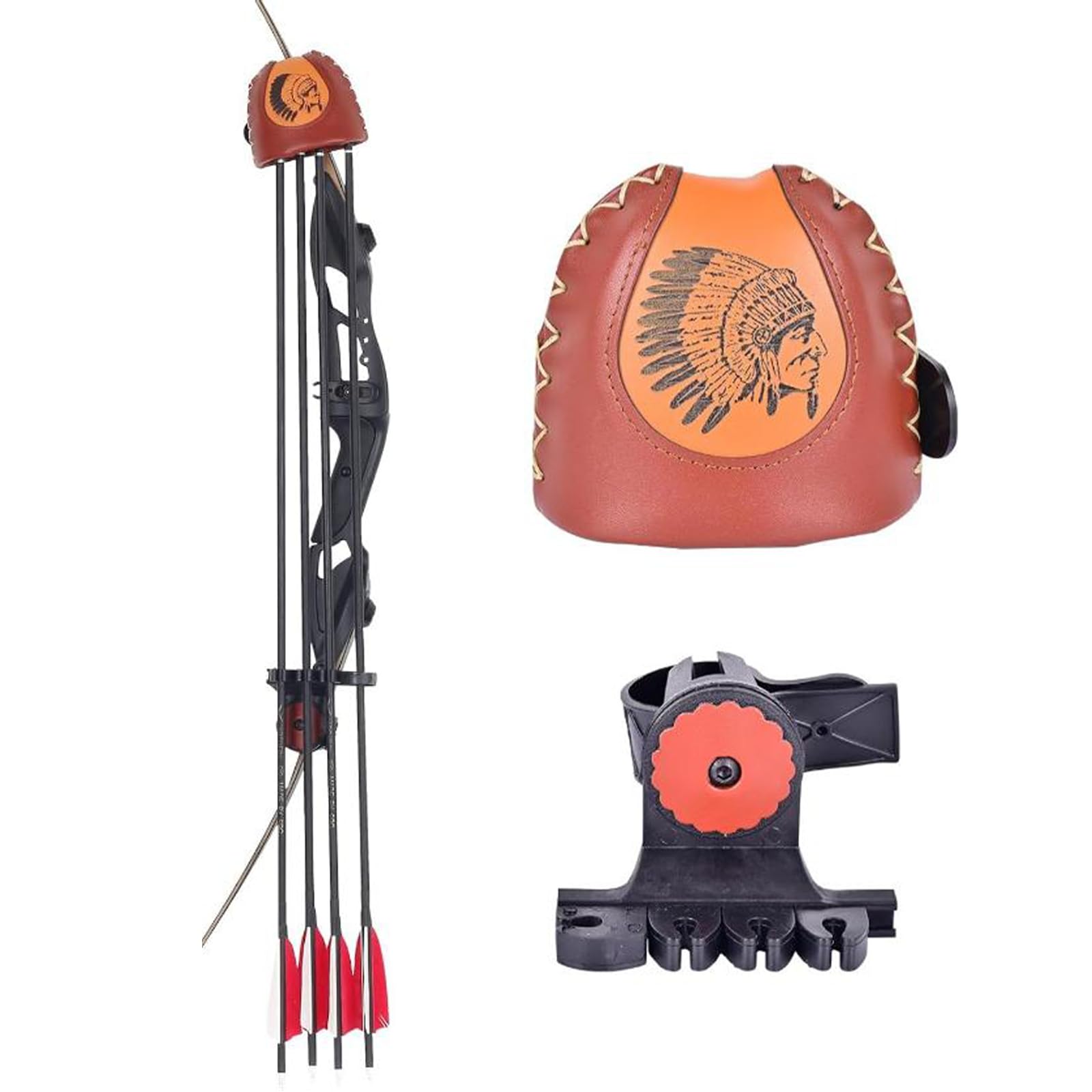 Bolsa de Arco y Flecha, Arco Ajustable y Tarro de Flecha, Bolso de Flecha de Cuero marrón, Puede Colgar la Caja de Flecha con 4 Flechas, Adecuado para la Caza o el Ejercicio de Tiro con Arco