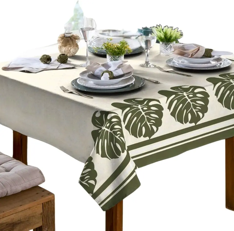 Toalha De Mesa 4 Lugares Quadrada Rústica Luxo 1,40x1,40m (Costela de Adão)