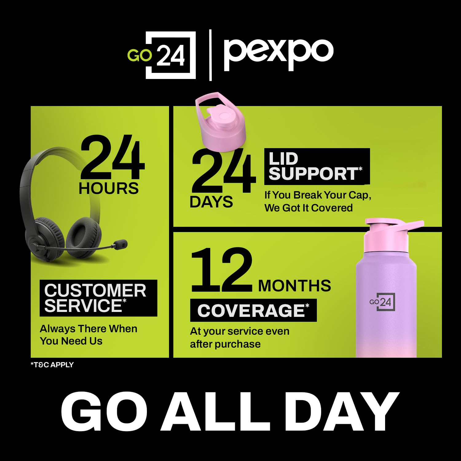 Go24 pexpo Stainless Steel Water Bottle Craft Pink-Purple Ombre 950ml 1