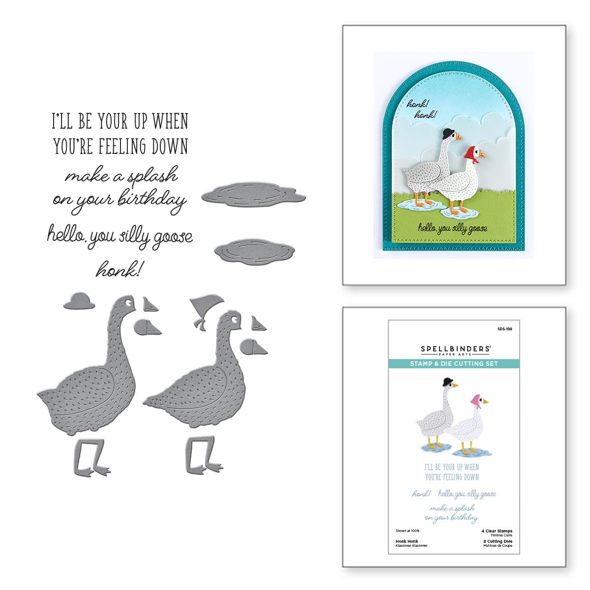 Spellbinders Honk Honk Clear Stamp & Die Set from The On The Farm Collection