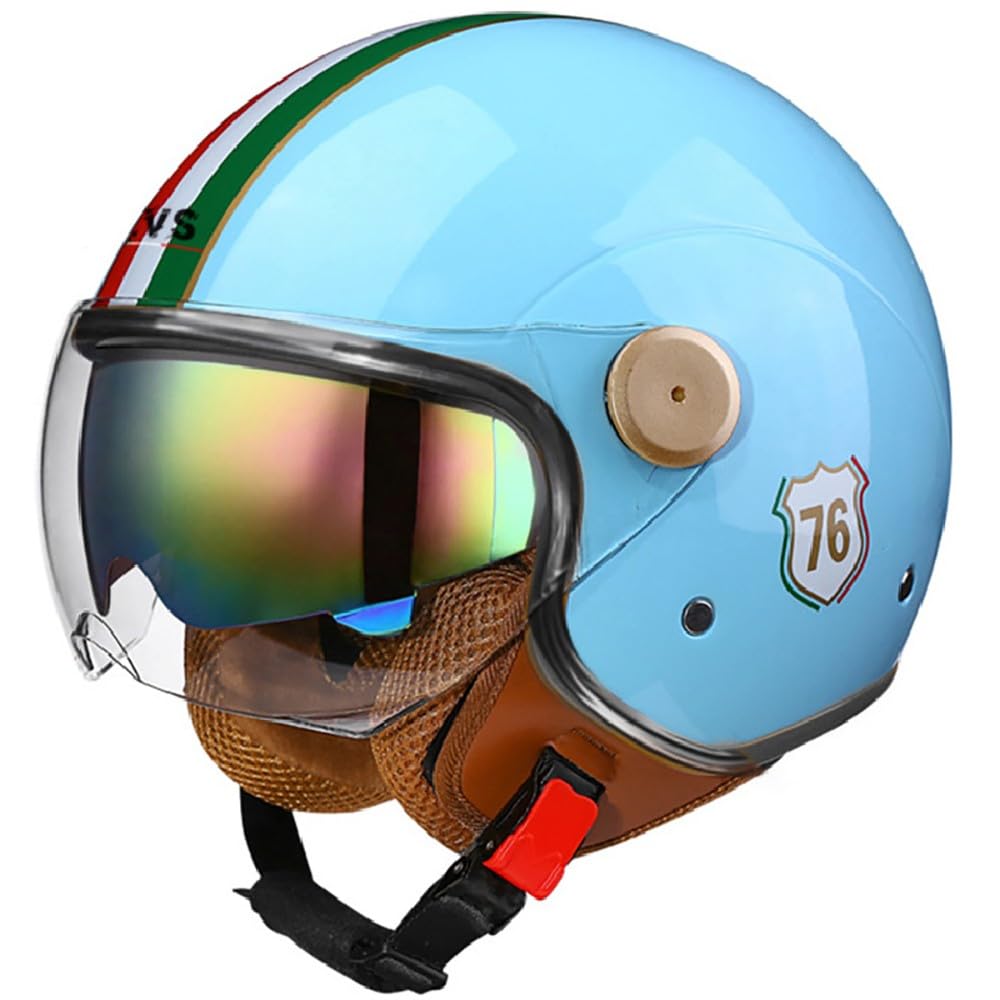 Wzggteam Unisex L Motorbike Open Face Helmet, Motorcycle Jet Helmet With Anti-Scratch And Uv-Protective Visor, Scooter Motorcycle Crash Jet Helmet For Men Women, Ece 22.06 Approved