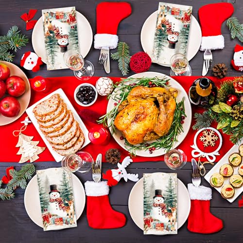 Servilletas de Navidad Whaline: 50 unidades de papel desechables con diseño de muñeco de nieve 5