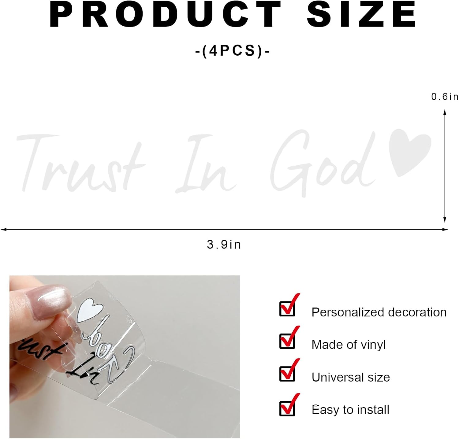 4PCS Trust in God Rearview Mirror Sticker, Christian Car Stickers Self Affirmations Vanity Mirror Decal, Auto Window Vinyl Decals Cute Religious Affirmation Decor for Women (White) - Image 2