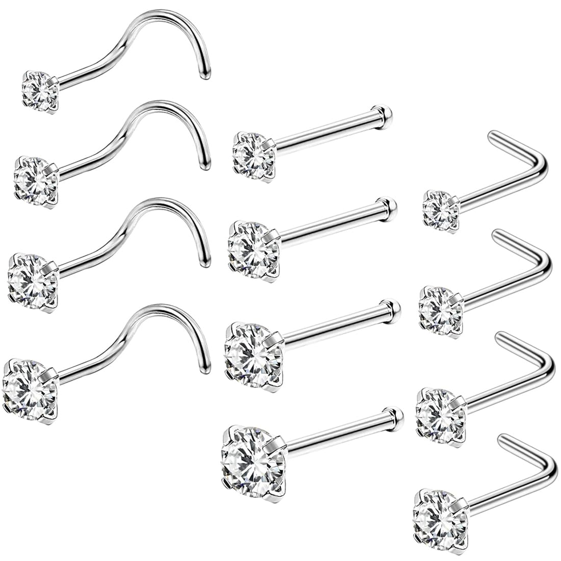 JEYORZY 12 Piezas Piercing Nariz para Mujeres Hombres, Narizs Anillo Piercing Joyería, Piercing Nariz Acero Quirurgico Pirsin Nariz Pendientes Nariz Piercings Nariz Falso Traje unisexo — view 8
