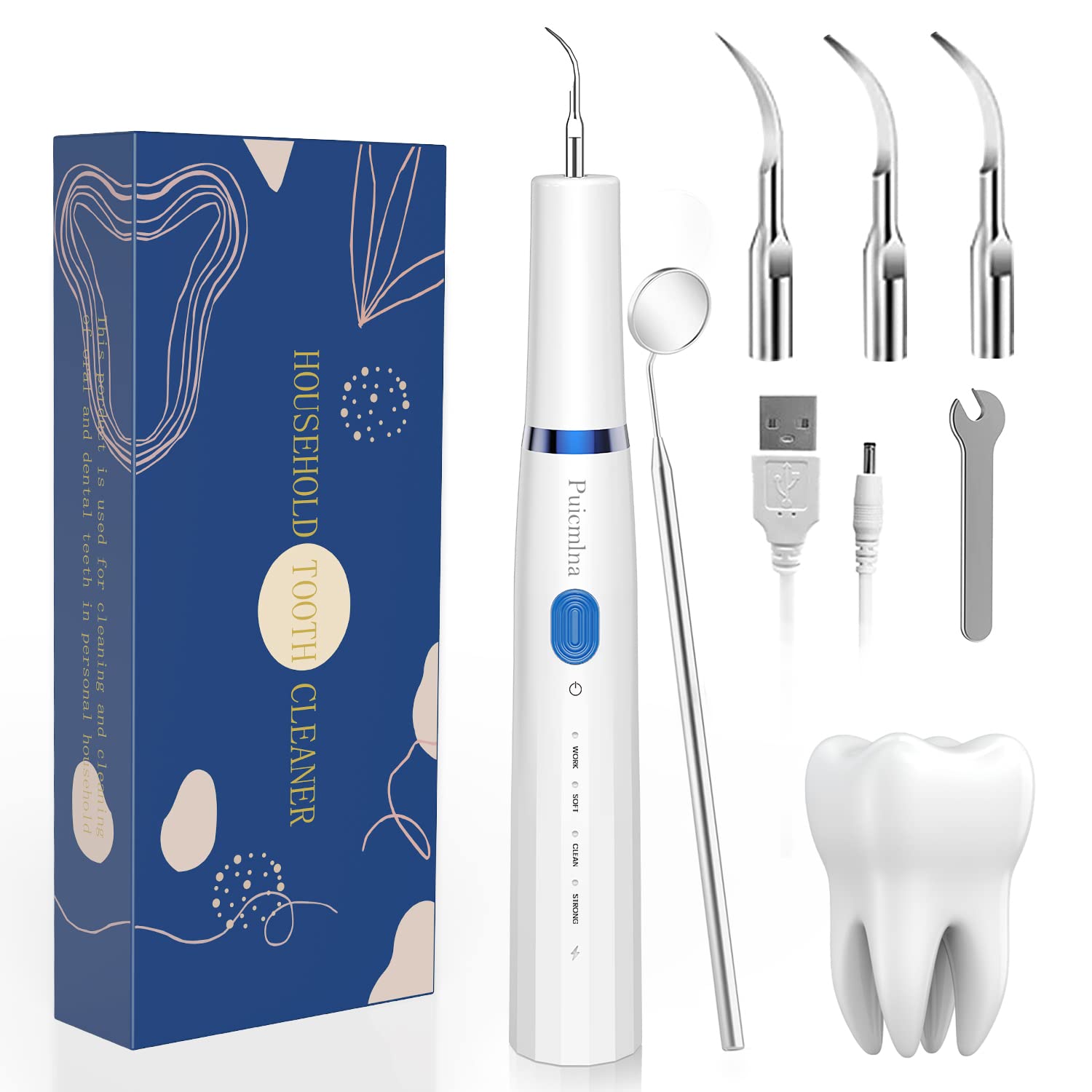 Teeth Cleaning kit Dental Tools,3 Modes Dental Care with LED Light ,4 Replaceable Heads & Oral Mirror Waterproof Dental Kit, Better Than Electric Toothbrush,Home Teeth Whitener 100% Safe