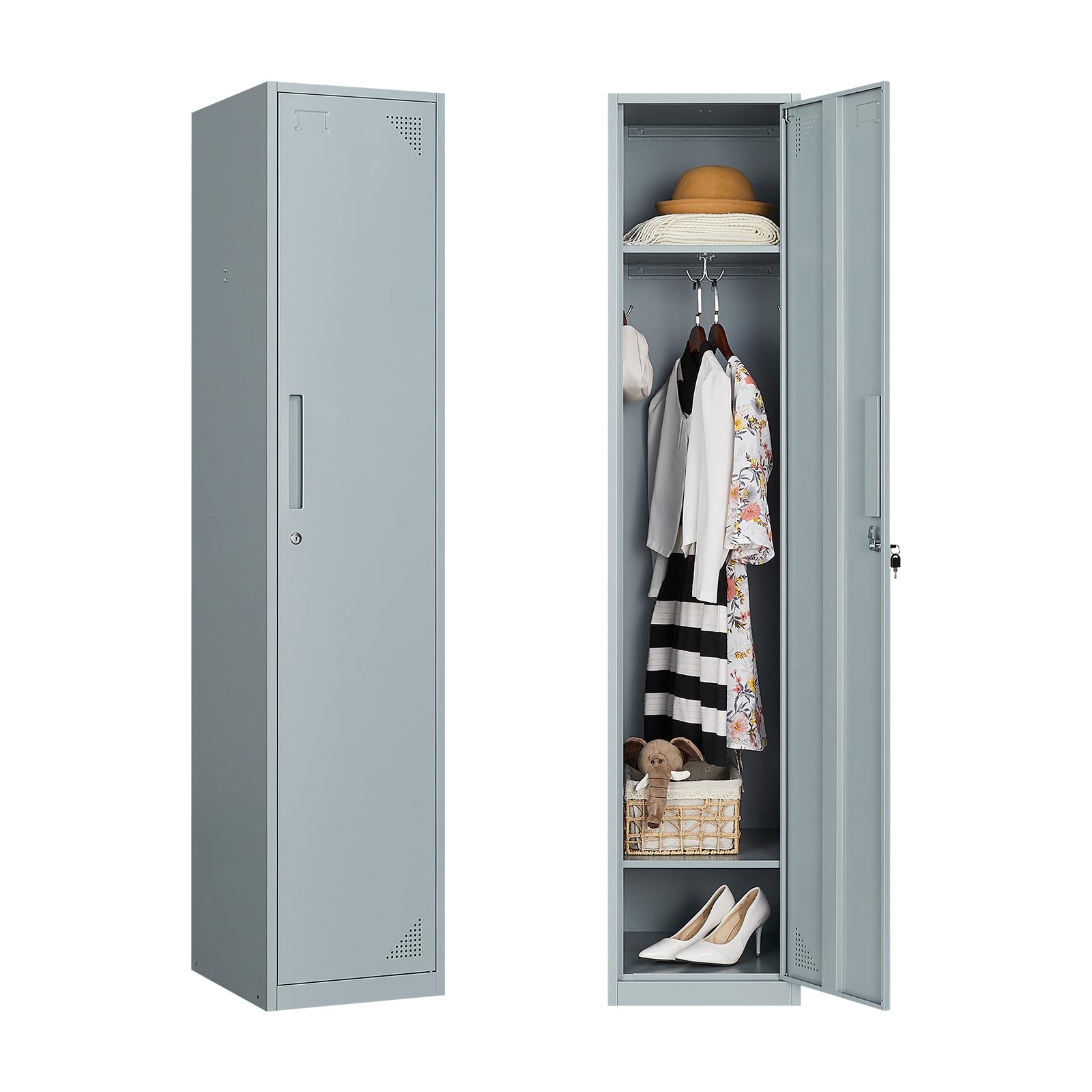 Armadio Spogliatoio 6 Porte In Acciaio - 168x30.5x30.5cm, Con Serratura, Per Scuola, Palestra, Ufficio - Foto 4