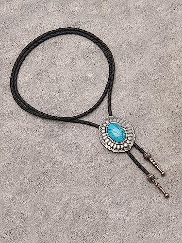 Image of GelConnie Native American Bolo Tie Rodeo Cowboy Leather Necktie Western Necklace Costume Accessories for Men,Women