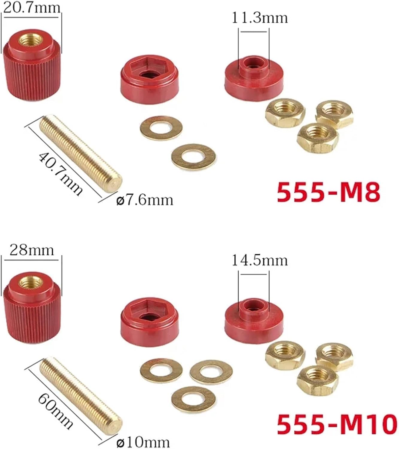 Power Distribution Block 40pcs Battery Wiring Bolt M6 M8 M10 Power Terminal Stud Panel Wiring Studs for Auto Boat Marine Solar(555-M8 Black)