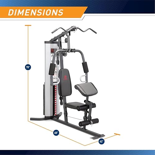 Miniatura 4 de Marcy Multifunction Steel Home Gym 150lb Weight Stack Machine Negro, gris