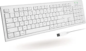 Macally Full-Size USB Wired Keyboard for Mac Mini/Pro, iMac Desktop Computer, MacBook Pro/Air Desktop w/ 16 Compatible Apple Keyboard with Numeric Keypad, Rubber Domed Keycaps - Spill Proof