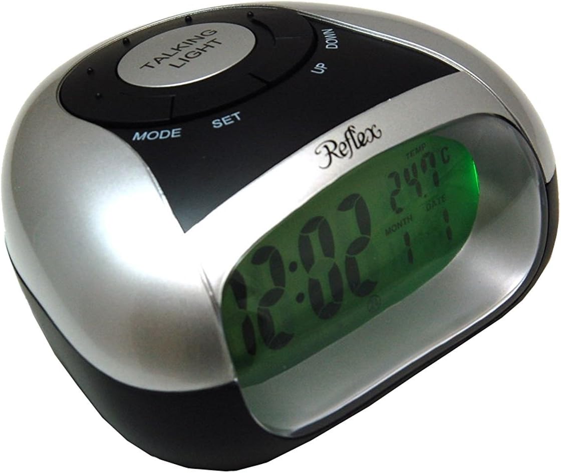 Reflex Black And Silver Digital Talking Alarm Clock 908-3103