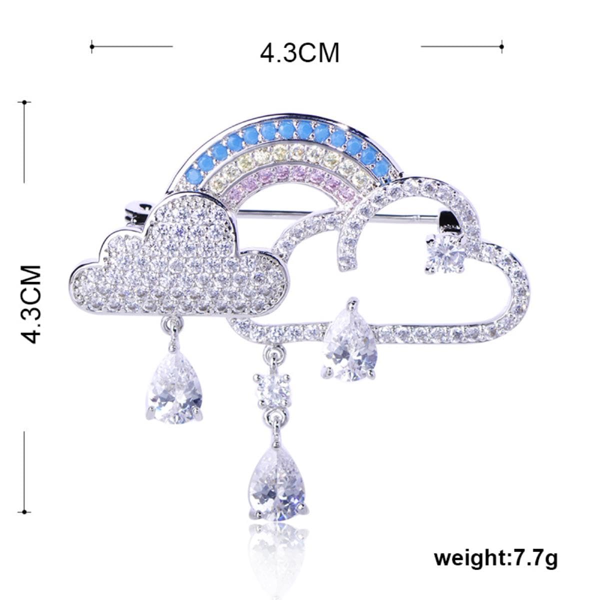 Squisito Pieno zircone Nuvola Arcobaleno Forma Spilla Argento Colore Pendente Spille per Donne Ragazze fine Gioielli in Rame Regali