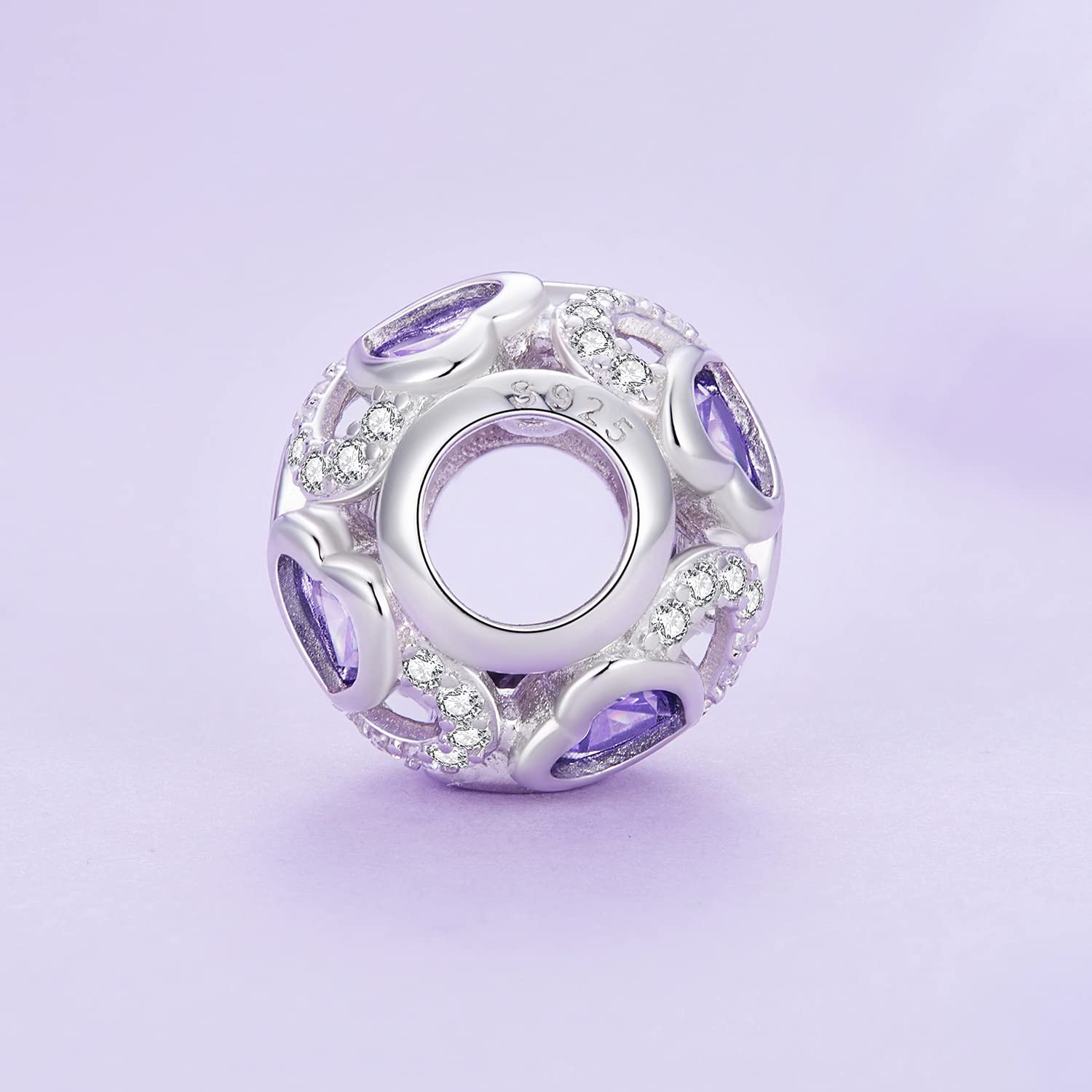 Birthstone Charms do bransoletki z wisiorkami 925 srebro koralik ażurowe zawieszki z okazji urodzin zawieszki do bransoletki i naszyjnika