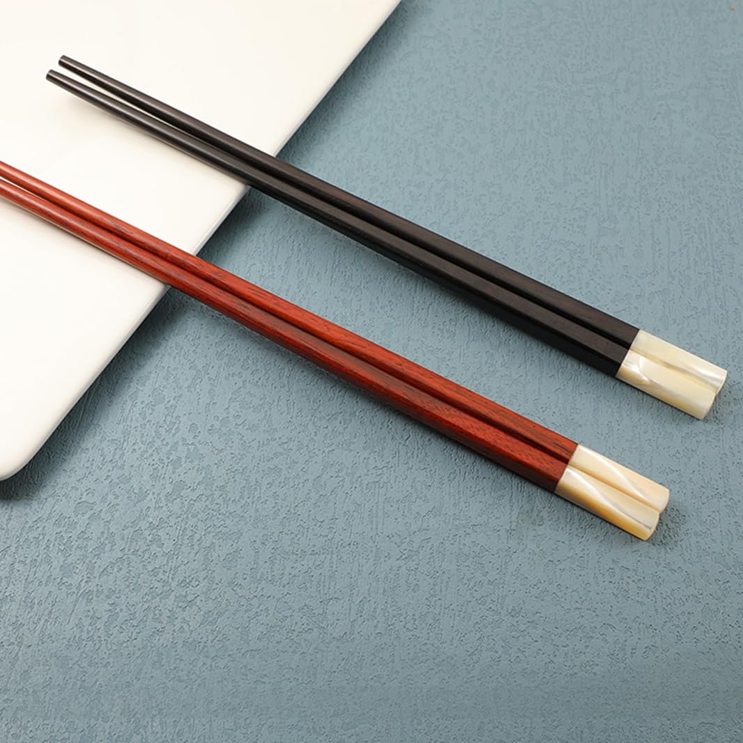 Coffret Cadeau de Baguettes et de Repose-Baguettes réutilisables en Bois d'ébène de qualité supérieure - Coffret Cadeau - Baguettes Chinoises, japonaises et coréennes en Bois Natur(Black)