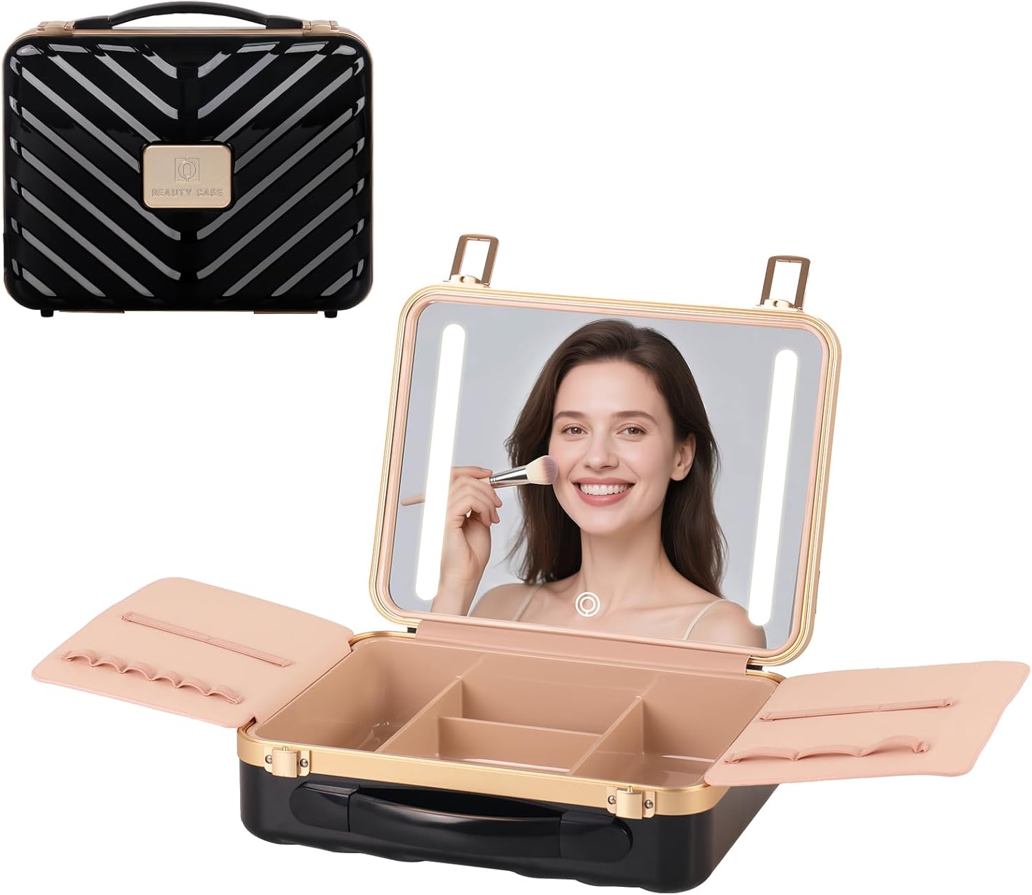 BEAUTY CASE Makeup Case with 4K LED Mirror, 12 Inch...