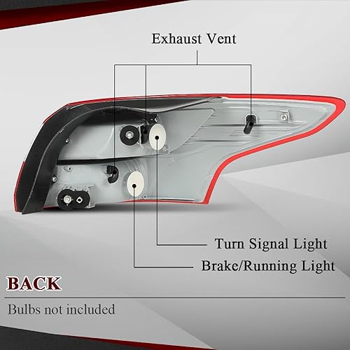 Miniatura 7 de Lámpara de luz trasera sin bombillas exterior izquierda del lado del conductor compatible con Ford Focus 4 puertas Sedan 2012-2014