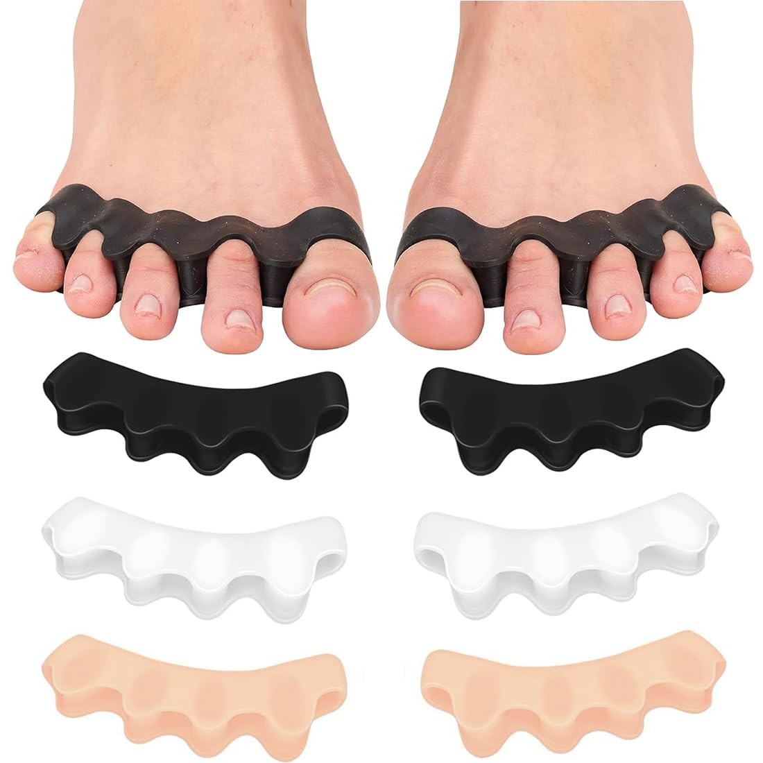 Separadores de Dedos de Los Pies 3 Pares,Separador Dedos Pie Silicona,Separador Dedos Pie Juanete Toe Spacer, Ajuste Atletas Hombre y Mujer para Todos los Pies