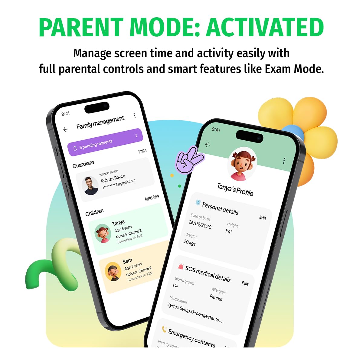 Noise Junior Champ 3 Smart Watch for Kids | 3-in-1 Look with 2 Switchable Bumpers, in-Built Learning Hub, Habit Builder, Exam & School Mode, SOS, 100+ Cloud Faces, Parental Control(Arctic Storm) — Amazon image 8