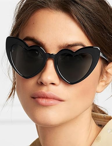 Vista 5 de 4 Pack Heart Shaped Sunglasses Trendy Cat Eye Love Heart Glasses Vintage Retro Heart Sunglasses for Women