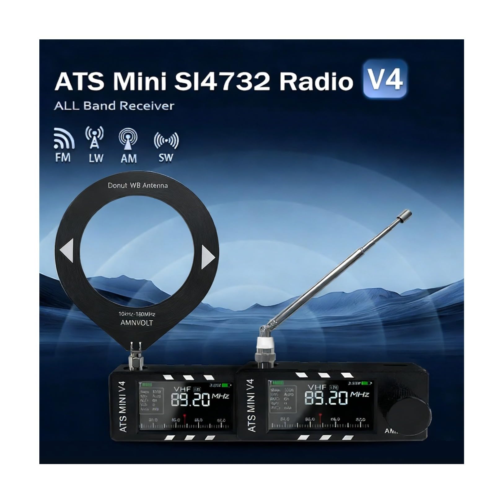 ATS Mini V4 Radio, Si4732 DSP Kurzwellenempfänger, tragbares Allband-Taschenradio mit Hi-Z-Schaltung und Kopfhörerverstärker für Reisen, Radiobegeisterte