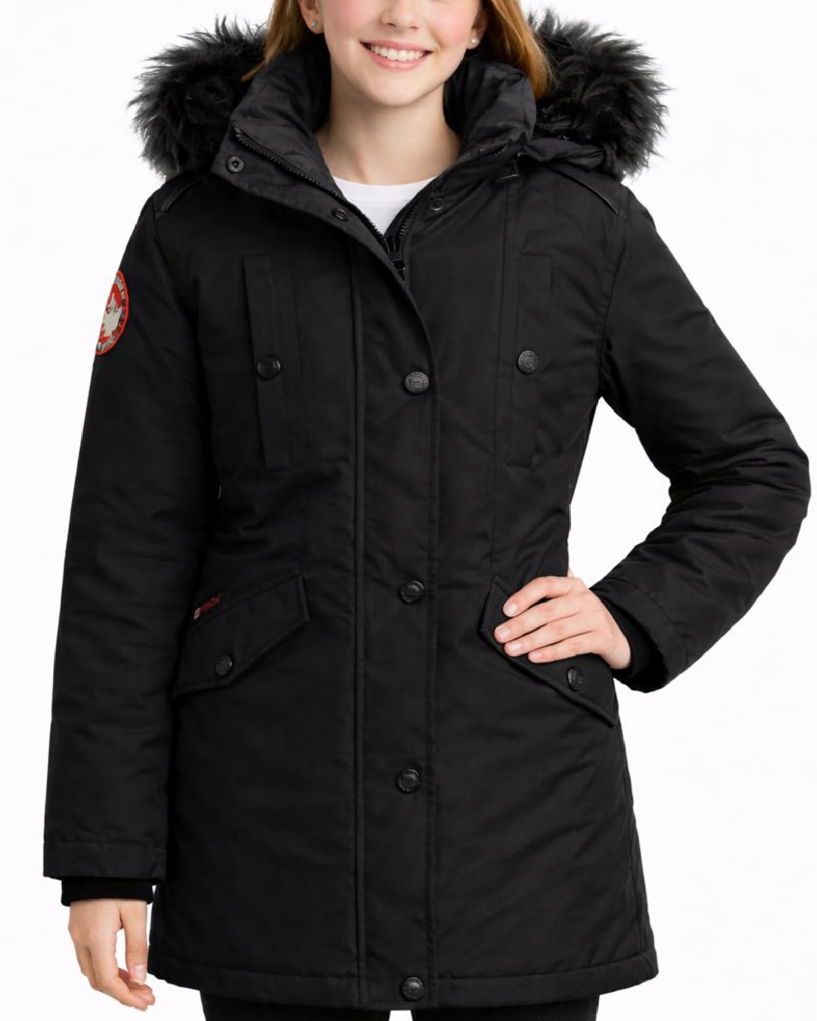 CANADA WEATHER GEAR Girls Winter Coat - Long Length Faux Fur Puffer Ski Jacket Water &amp; Wind Resistant Insulated Fleece Parka