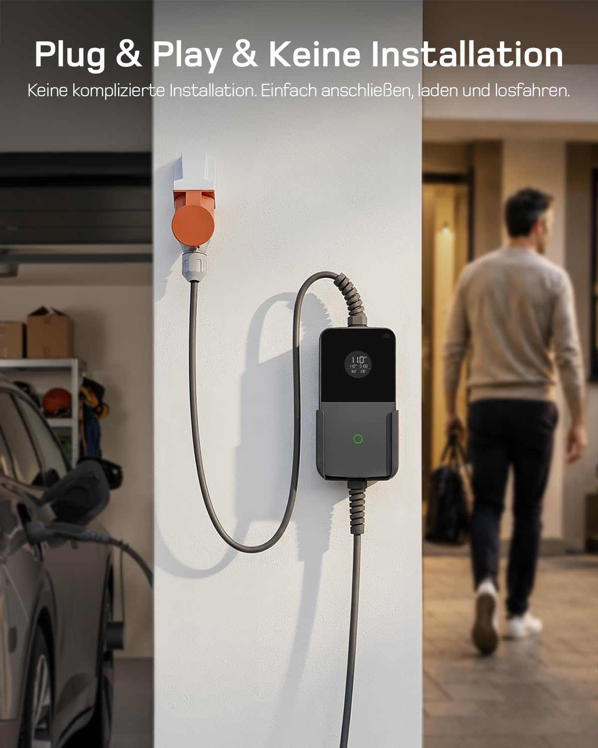 dé Mobile Wallbox 11kW mit APP 7,5m 6–16A | 3-phasig