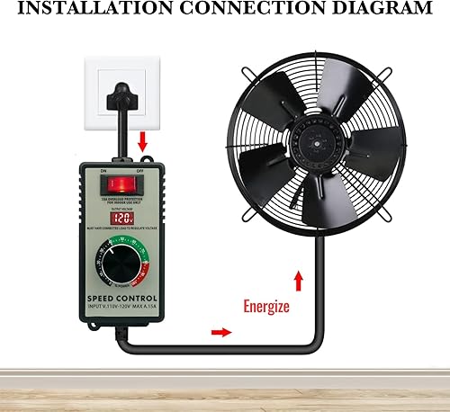 Miniatura 5 de Controlador de velocidad variable del motor de CA 120V 15A 4000W con interruptor de protección de sobrecarga