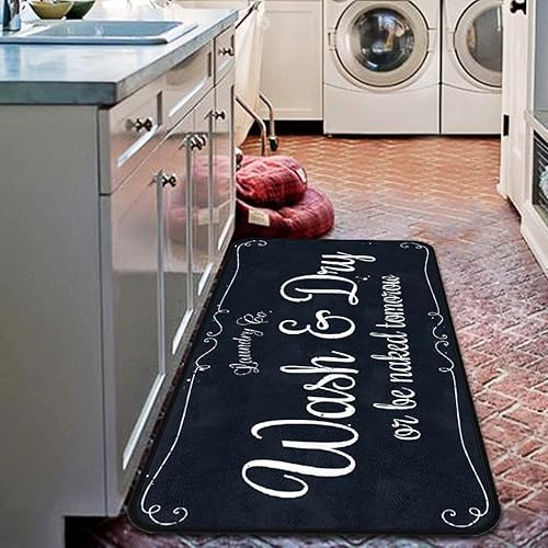 Miniatura 7 de EYECY Tapete largo para lavandería, antideslizante, impermeable, para cocina, 72 x 24 pulgadas (azul-2)