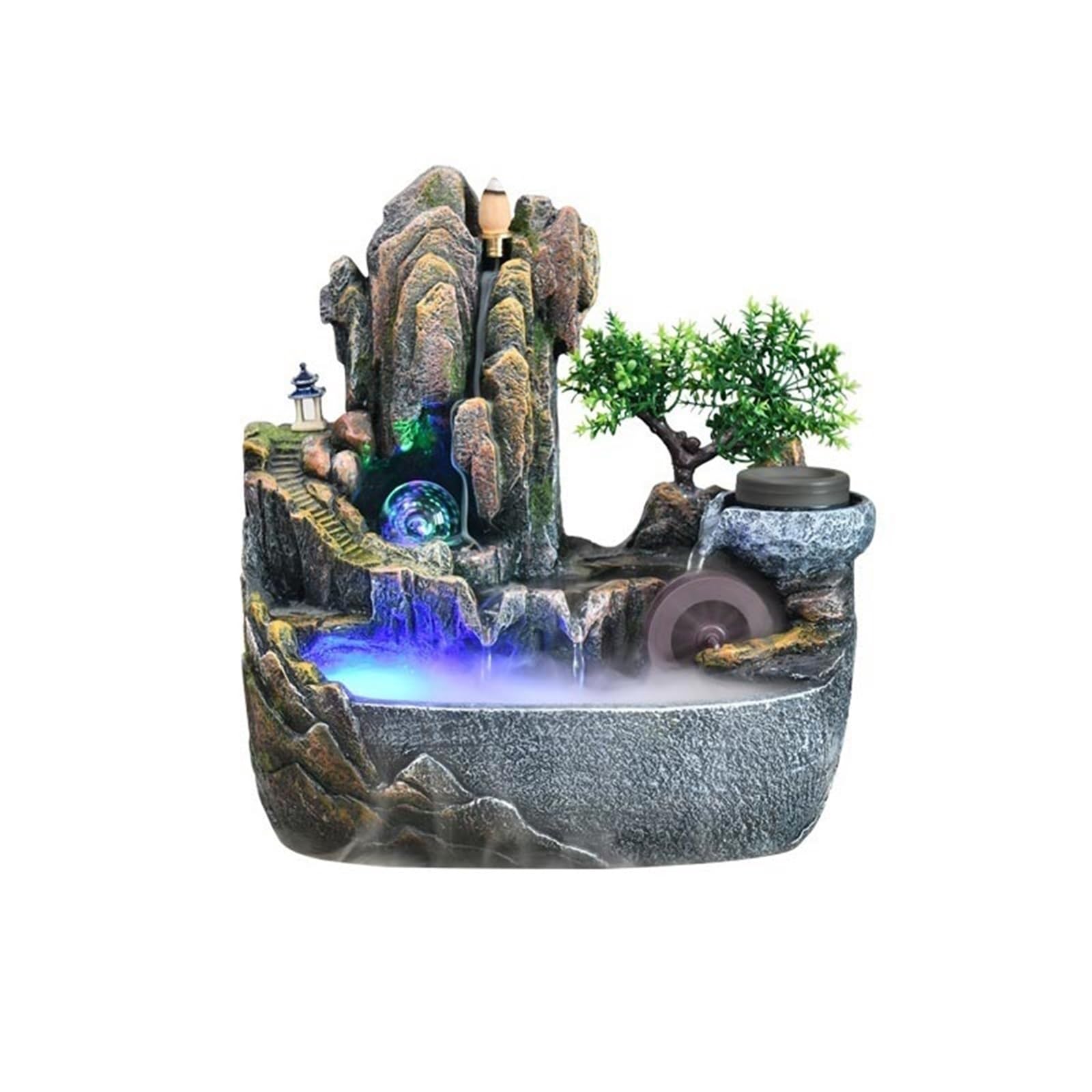 Water Feature Rockery Stream Tabletop Fountain, Meditation Indoor Waterfall for Home Office Indoor Fountains