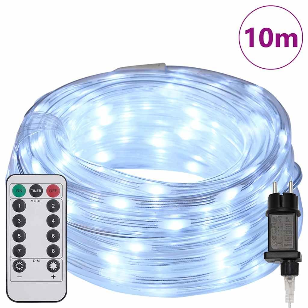 Lichtseil mit 240 LEDs Kaltweiß 10 m PVC, flexible Lichterkette für Innen und Außen, mit Fernbedienung, wasserdicht, ideal für Weihnachtsbeleuchtung, Garten, Terrasse, Fenster, Advent