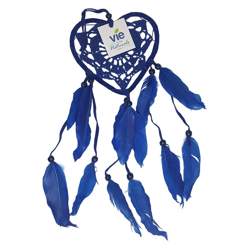VIE Naturals Heart Shaped Dream Catcher, 12cm, Blue, UK-VN0495-HEART-DREAMCAT-12CM-BU