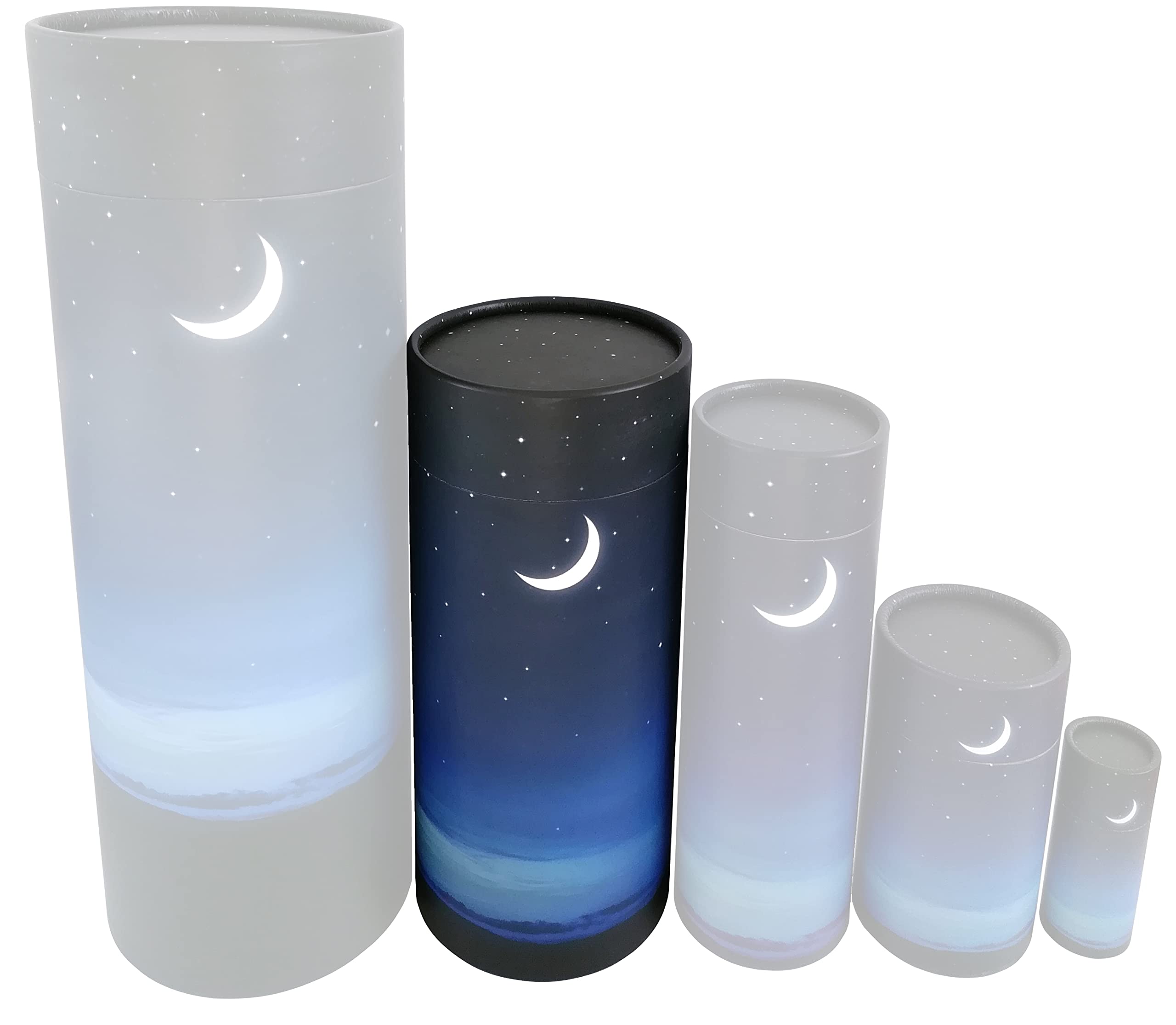 Starry Night Scatter Tubes for Ashes - Biodegradable Cardboard Cremation Urns (Medium), Blue Black
