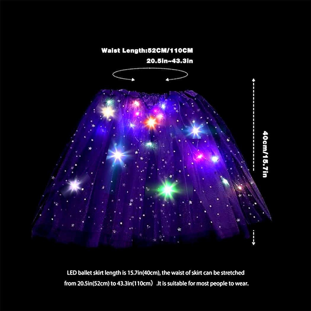 Light up Tutus Skirts for Women LED Tulle Tutu Skirt Ballet Dance Tutus Layered Rave Costumes for Adult Girls Teens