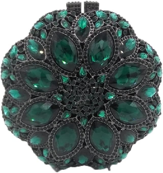 Boutique De FGG Elegant Round Crystal Clutch Evening Bags for Women Formal Party Handbags Bridal Wedding Purse