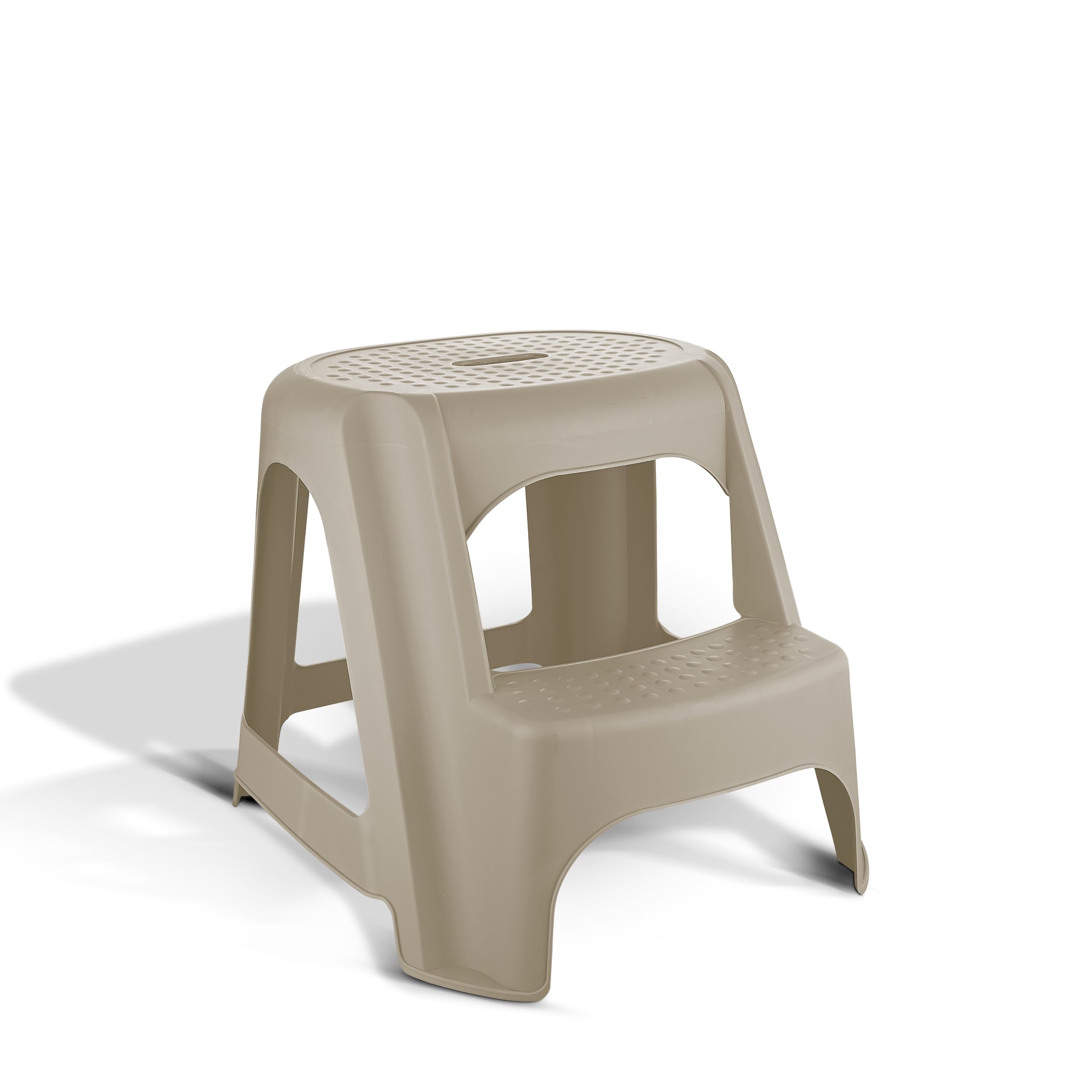 Asian Plastowares - Double Step Stool | Multipurpose Plastic Stool for Bathroom, Kitchen & Home Use – Durable, Anti-Slip, Lightweight & Space-Saving Stool for Adults & Kids | Asian Grey-image-1