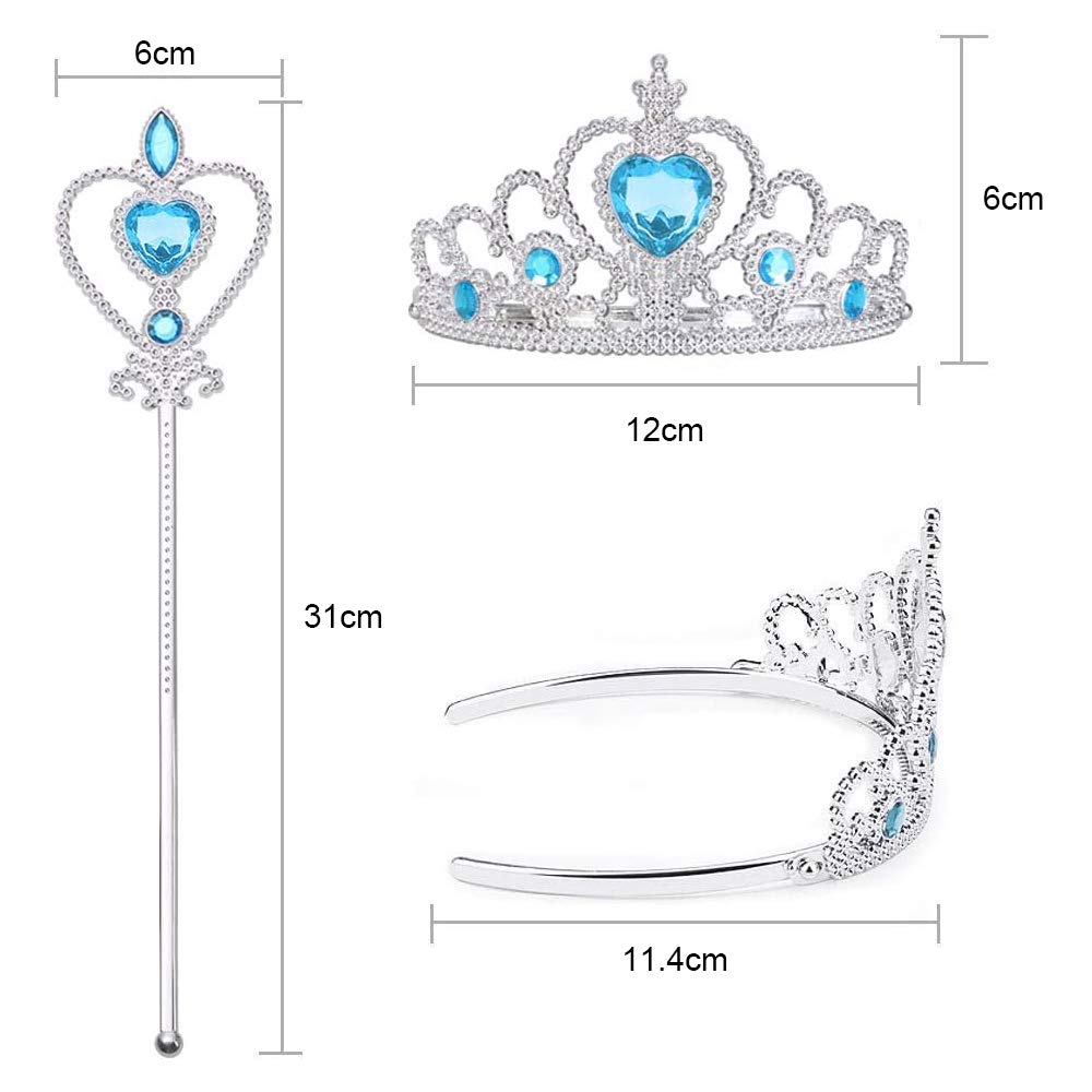 Kit Accessoires Princesse Elsa - Diadème & Baguette Magique - Déguisement Enfant 3-10 Ans - Fête Anniversaire