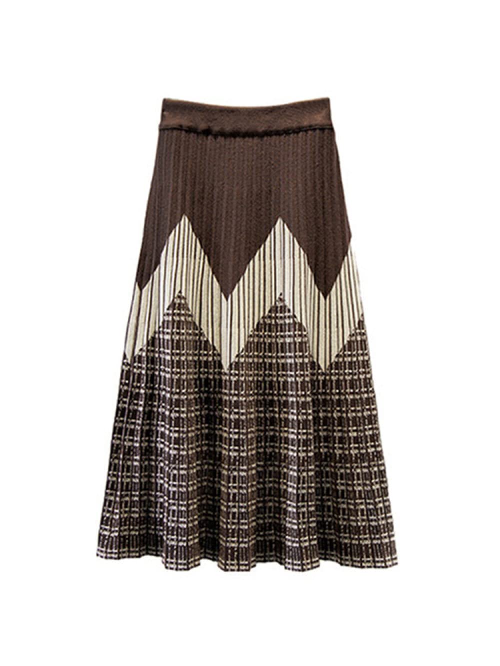 Gonne Lunghe Invernali, Gonne Pieghettate caffè Sexy per Le Donne Gonna A Vita Alta Boho Elasticizzata in Vita Gonne Invernali Calde Maxi Gonna in Maglia A-Line Gonna Ampia A Balze A Pendolo